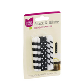 Cake Mate Black & White Candles 12pk